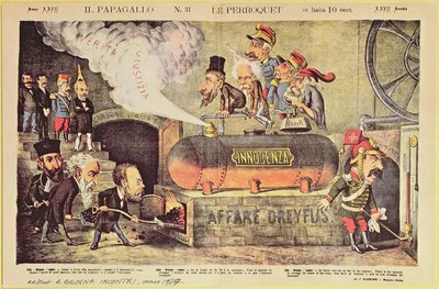 The Dreyfus Affair, 22 December 1894, Italian satirical cartoon from Le Perroquet (Il Pappagallo) by Italian School